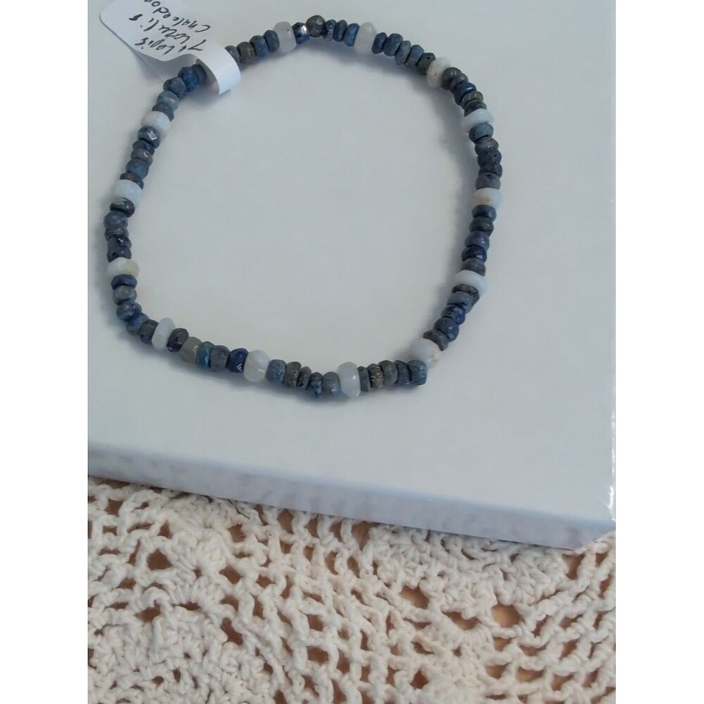 Lapis Lazuli And Chalcedony Stretch Bracelet